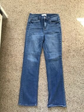 Women's Mid Blue Flare Jeans - Classic High-Rise Fit